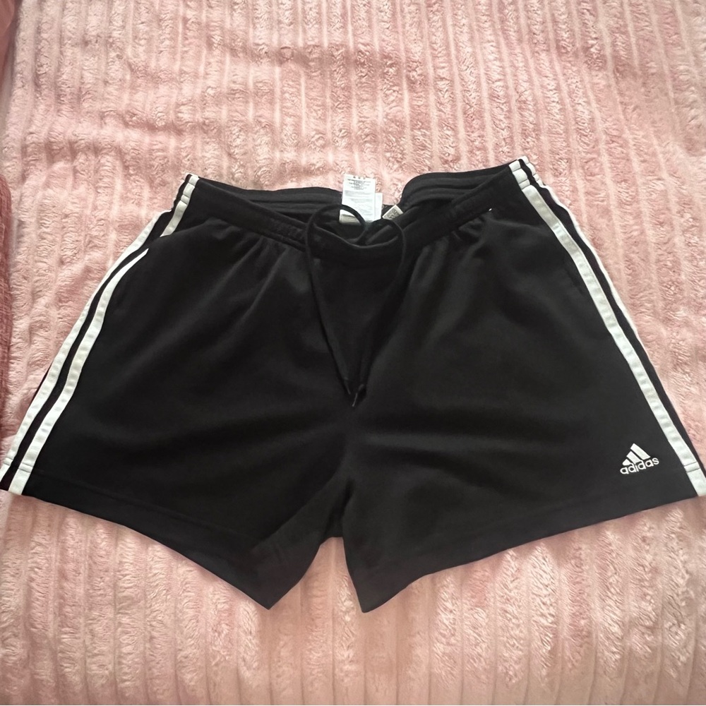 Adidas Black Shorts with White Stripes